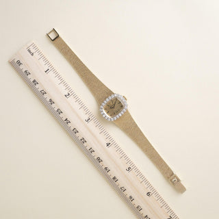 Vintage 14K Gold Rolex Cushion Dial Diamond Bezel Ladies Cocktail Watch