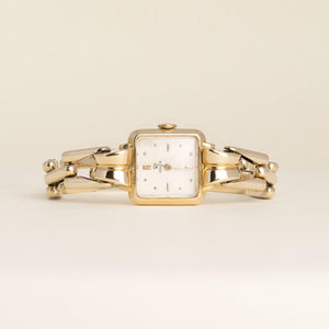 Vintage 1930s 18K Gold Rolex Square Case Open Link Bracelet Watch