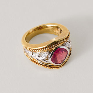 18K Gold Seidengang Pink Tourmaline and Diamond Ring