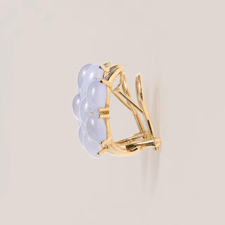 Vintage 14K Gold Moonstone Cabochon Cluster Earrings