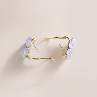 Vintage 14K Gold Moonstone Cabochon Cluster Earrings