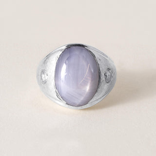 Vintage 14K Gold 13.50 Carat Lavender Star Sapphire Diamond Ring