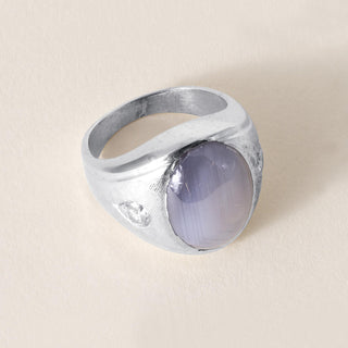 Vintage 14K Gold 13.50 Carat Lavender Star Sapphire Diamond Ring