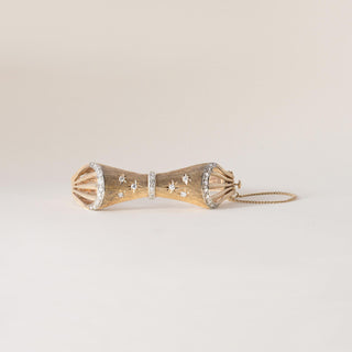 Retro 14K Brushed Gold and Diamond Stars Bow Tie Bangle Bracelet