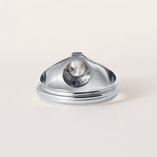 Art Deco 20K Gold Old European Cut and Sapphire Diamond Ring