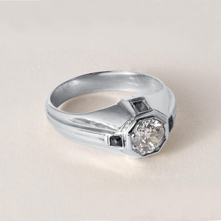 Art Deco 20K Gold Old European Cut and Sapphire Diamond Ring