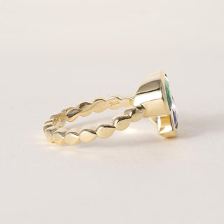 18K Gold Toi et Moi Emerald and Sapphire Pear Shape Ring