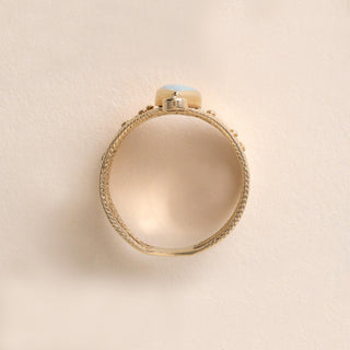 Vintage Opal Pear Shape Princess Crown Ring 14K Yellow Gold