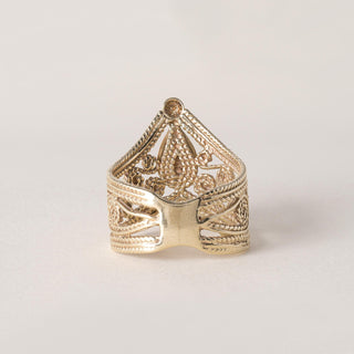 Vintage Opal Pear Shape Princess Crown Ring 14K Yellow Gold