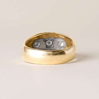 Retro 0.50 Carat 3 Stone Diamond Ring 14K Two Tone Gold