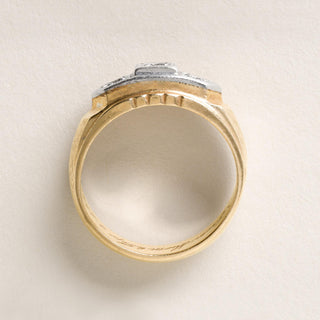 Retro 0.50 Carat 3 Stone Diamond Ring 14K Two Tone Gold