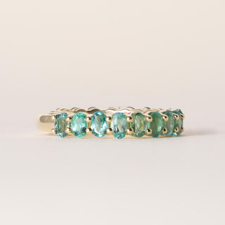 18K Yellow Gold 2.27 Carats Paraiba Tourmaline Oval Ring Band