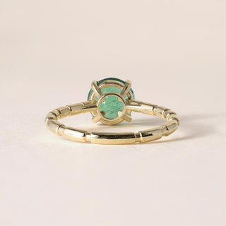 18K Gold 1.67 Carat Emerald Round Solitaire Ring