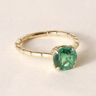 18K Gold 1.67 Carat Emerald Round Solitaire Ring