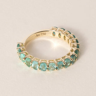 18K Yellow Gold 2.29 Carats Paraiba Tourmaline Oval Ring Band