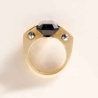 18K Gold Vintage Tourmaline Emerald Cut Screw Nail Ring