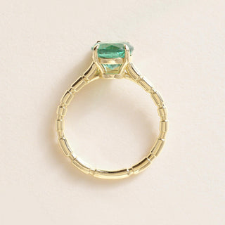 18K Gold 1.67 Carat Emerald Round Solitaire Ring