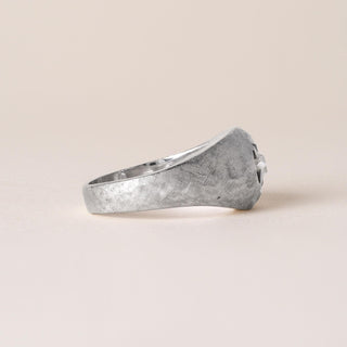 Estate 0.25 Carat Old Mine Diamond Florentine Finish Dome Ring 14K White Gold