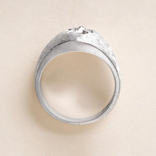 Estate 0.25 Carat Old Mine Diamond Florentine Finish Dome Ring 14K White Gold