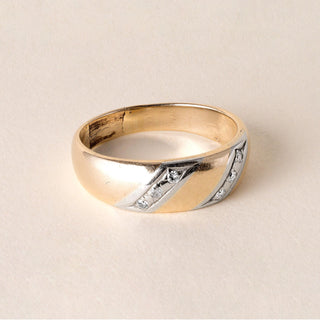 Vintage Men's Diamond Ring Band 14K Two Tone Gold
