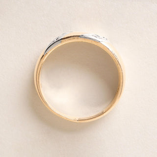 Vintage Men's Diamond Ring Band 14K Two Tone Gold