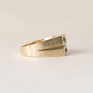 Vintage 1960's 0.50 Carat Diamond Clover Wide Gent's Ring 14K Gold