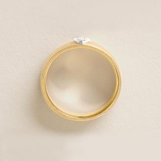 Vintage Brushed Three Stone Diamond Band 18k & 14K Gold