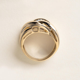 Vintage 0.60 Carat Diamond Baguette Knot Cocktail Ring 14K Yellow Gold