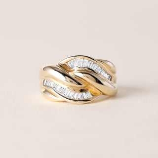 Vintage 0.60 Carat Diamond Baguette Knot Cocktail Ring 14K Yellow Gold