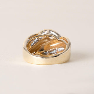 Vintage 0.60 Carat Diamond Baguette Knot Cocktail Ring 14K Yellow Gold