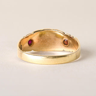 Victorian 15K Gold Seed Pearl and Ruby Ring Band