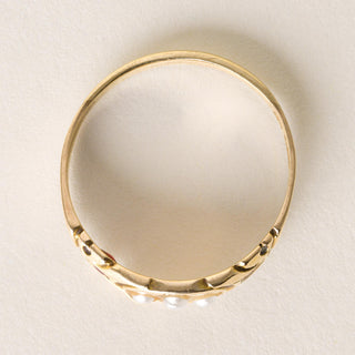 Victorian 15K Gold Seed Pearl and Ruby Ring Band