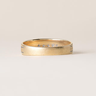 Retro Single Cut Diamond Black Enamel 14K Yellow Gold Band
