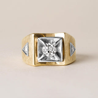 Retro Men's 0.65 Carat Old European Cut Diamond Two Tone Gold 14K
