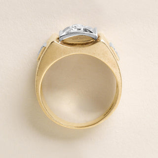 Retro Men's 0.65 Carat Old European Cut Diamond Two Tone Gold 14K