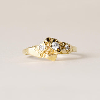 Vintage 14K Gold Nugget Style Diamond Ring
