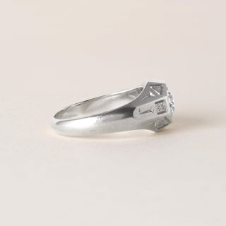 Art Deco 0.70 Carat Old Euro Diamond Hexagonal 20K White Gold Engagement Ring