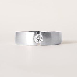 14K White Gold Men's Wedding Band 0.30 Carat Flush Set Diamond