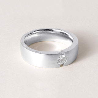 14K White Gold Men's Wedding Band 0.30 Carat Flush Set Diamond