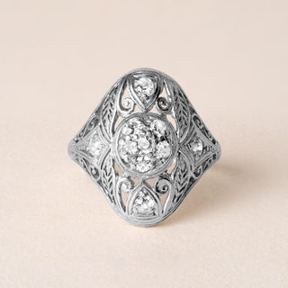 Art Deco Platinum 0.30 Carat Diamond Filigree Ring