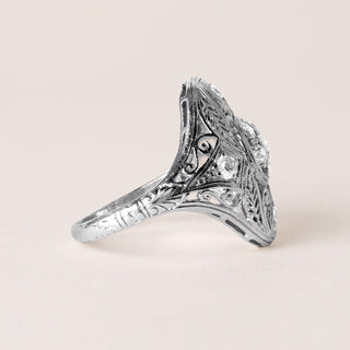 Art Deco Platinum 0.30 Carat Diamond Filigree Ring