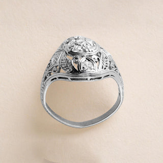 Art Deco Platinum 0.30 Carat Diamond Filigree Ring