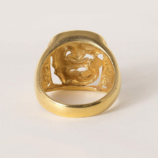 Vintage 24K Solid Gold Lucky Dragon Ring