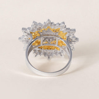 18K 2 Tone Gold Diamond Cut Sunflower Ring