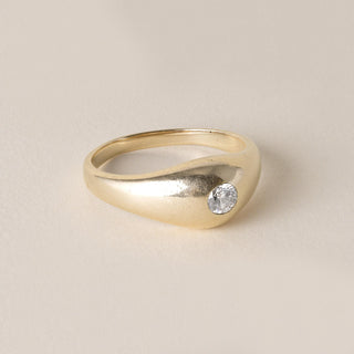 Estate 0.20 Carat Diamond Gypsy Dome Gents Ring 14K Yellow Gold