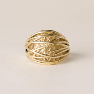 Vintage Open Weave Dome Ring 14K Yellow Gold