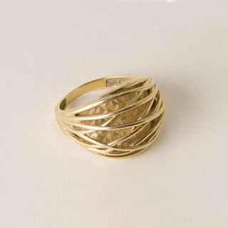 Vintage Open Weave Dome Ring 14K Yellow Gold