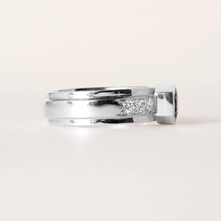 14K White Gold Amethyst Hexagon Ring Band