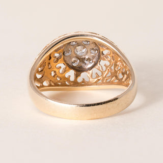 Vintage 14K 2 Tone Gold 0.50 Carats Diamond Cocktail Dome Ring