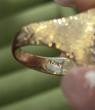 Vintage Italian 18K Gold Turquoise Cabochon and Diamond Navette Ring